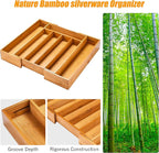Bellsal Silverware Organizer Kitchen Drawer Organizer Expandable Bamboo Utensil Holder Cutlery Tray for Kitchen Utensil and Flatware Bedroom Office