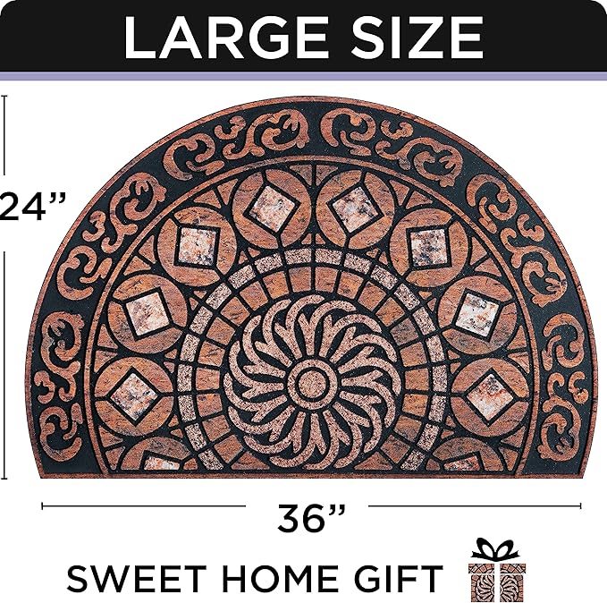 ubdyo Unique Pattern Front Door Mat - Heavy Duty Warm Door Matt Outdoor Entrance - Low Pile Easy Fit Welcome Mat - Anti Slip Rubber Backing Doormat Outdoor Entrance for Patio, Porch - Large 23" х 36"