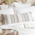 BlissBlush Black Neutral Decorative Lumbar Throw Pillow Cover 14x36 Boho Long Cushion for Bed Accent Farmhouse Pillowcase for Bedroom Living Room Couch Sofa Home Décor (Cover ONLY, Pack of 1)