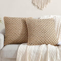Boho Living Jada Decorative Throw, Includes Accent, Premium Woven Design, Living Room Décor, (2) 20" x 20" Pillow Cover with Insert, Beige