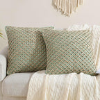 Boho Living 18x18 Sage Green Throw Pillow Covers Pillow Insert not Included - Boho Pillow Covers Only, Pack of 2