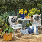DFXSZ Black Brown Outdoor Pillow Covers 20x20 Inch Set of 2 White Gray Flower Throw Pillows Farmhouse Outdoor Modern Floral Polyester Square Cushion Case Decor for Patio Funiture Garden 002B20