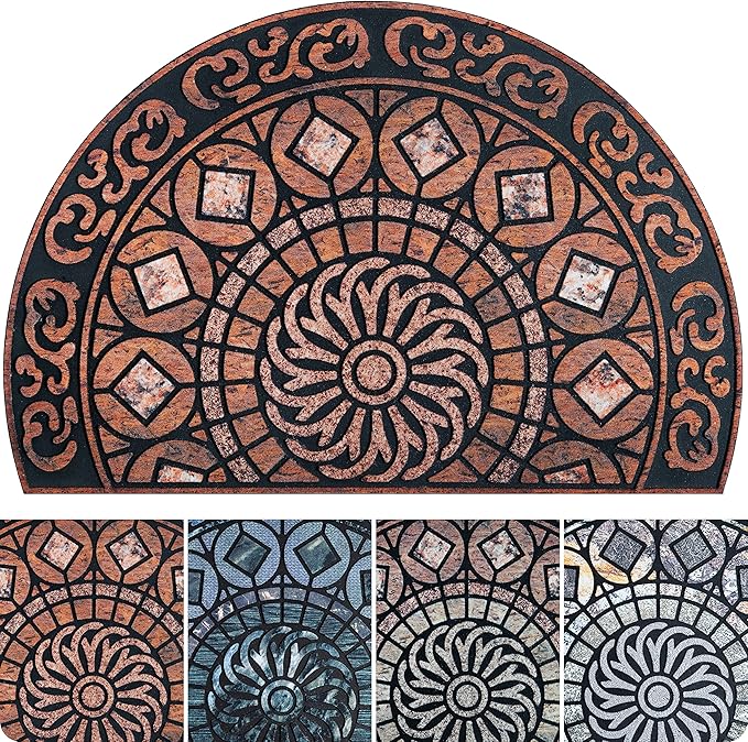 ubdyo Unique Pattern Front Door Mat - Heavy Duty Warm Door Matt Outdoor Entrance - Low Pile Easy Fit Welcome Mat - Anti Slip Rubber Backing Doormat Outdoor Entrance for Patio, Porch - Large 23" х 36"