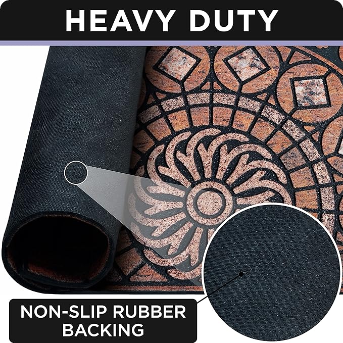 ubdyo Unique Pattern Front Door Mat - Heavy Duty Warm Door Matt Outdoor Entrance - Low Pile Easy Fit Welcome Mat - Anti Slip Rubber Backing Doormat Outdoor Entrance for Patio, Porch - Large 23" х 36"