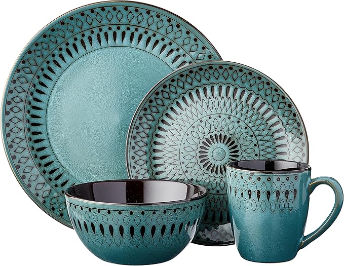 American Atelier 6588-16rb 16 Piece Delilah Round Dinnerware Set, Green