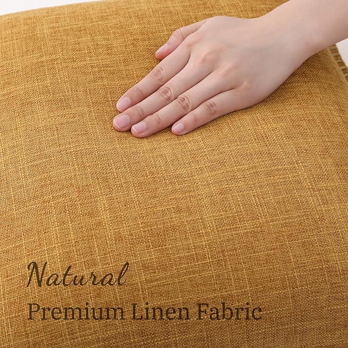 decorUhome Decorative Outdoor Throw Pillow Covers 12x20 Set of 2, Lumbar Linen Rustic Neutral Farmhouse Euro Pillow Covers with Stitched Edge for Couch, Sofa, Living Room, Bronze Gold