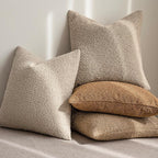 Foindtower Accent Solid Pillow Cases Textured Boucle Throw Pillow Covers Cozy Modern Decorative Couch Cushion Case for Chair Sofa Bed Living Room Home Decor, Pack of 2, 18 x 18 Inch,Tobacco