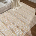 Jute Cotton Stripe Area Rug for Living Room 48x72 Inch - Natural Ivory - Machine Washable 4x6 Feet Rugs - 70% Jute and 30% Cotton