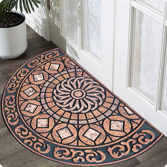ubdyo Unique Pattern Front Door Mat - Heavy Duty Warm Door Matt Outdoor Entrance - Low Pile Easy Fit Welcome Mat - Anti Slip Rubber Backing Doormat Outdoor Entrance for Patio, Porch - Large 23" х 36"