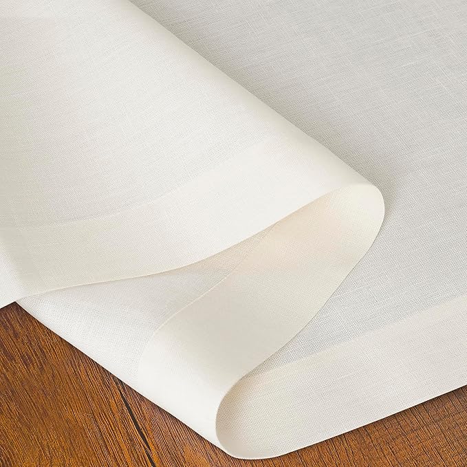 D'Moksha Homes Linen Ivory Table Runner 72 Inches Long - 100% Pure Linen 14 x 72 Inch Table Runner for Dining, Fall, Autumn and Halloween - Machine Washable