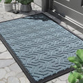 Yimobra Front Door Mat Outside Entrance 29.5x17, Waterproof Heavy Duty Outdoor Mats for Front Door, Non Slip Rubber Entry Mat for Garage Patio Indoor, Mix Blue