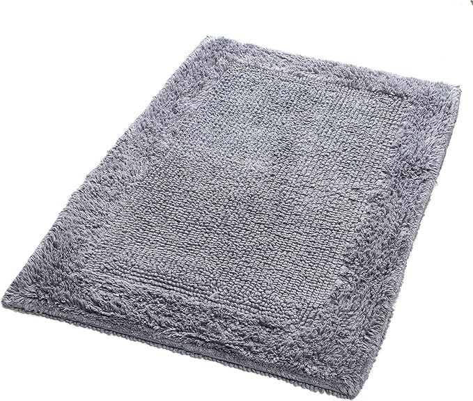 Savi Home Bath Mat Rug 17x24 Charcoal Grey, 100% Pure Cotton, Super Soft Bath Rug, Plush & Absorbent, Hand Tufted Heavy Weight Construction, Full Reversible Step Out Rugs