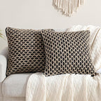 Boho Living Jada Decorative Throw, Includes Accent, Premium Woven Design, Living Room Décor, (2) 20" x 20" Pillow Cover with Insert, Black