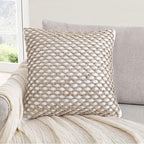 Boho Living Jada Premium Woven Design, Living Room Décor, Decorative Throw, (1) 18" x 18" Pillow Cover with Insert, White