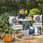 DFXSZ Blue Orange Outdoor Flower Pillow Covers 18x18 Inch Set of 2 White Colored Throw Pillows Outdoor Waterproof Decor for Living Room Sofa Patio Funiture Garden Floral Polyester pillow covers 002C18