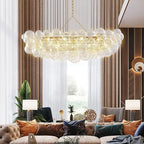 Luxury Bubble Glass Chandeliers Clear Ribbed Swirled Blown Glass Ball 50" L Rectangular Island Light Fixture Hanging Pendant Light Fixtures for Living Room Restaurant Dining Table