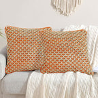Boho Living Jada Premium Woven Design, Living Room Décor, Decorative Throw, (2) 18" x 18" Pillow Covers, Harvest Orange 2 Count