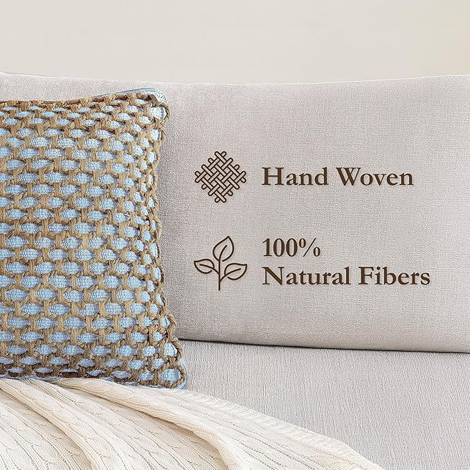 Boho Living 18x18 Light Blue Throw Pillow Covers Pillow Insert not Included - Boho Pillow Covers Only, Pack of 2