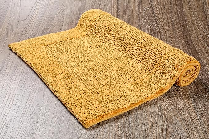 Savi Home Bath Mat Rug 17x24 Honey Mustard, 100% Pure Cotton, Super Soft Bath Rug, Plush & Absorbent, Hand Tufted Heavy Weight Construction, Full Reversible Step Out Rugs