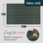 ubdyo Extra Durable Door Mat - Dirt Trapping Outdoor Welcome Mats - Non-Slip Outdoor Indoor Entrance - Low Profile Front Doormat (36" x 24", Bright Green)