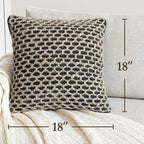 Boho Living Jada Premium Woven Design, Living Room Décor, Decorative Throw, (2) 18" x 18" Pillow Covers, Black 2 Count