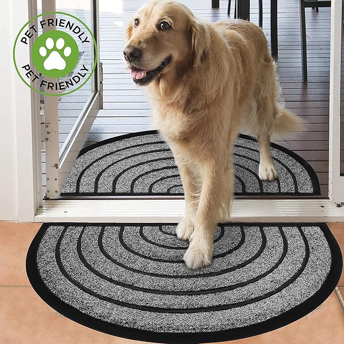 ubdyo 2 Pack Heavy Duty Door Mat Outdoor Entrance - Muddy Dirt Trapping Outdoor Mats - Low Pile Front Door Mat Outside Entrance - Anti Slip Indoor Doormat - 30'' x 17'', Bright Grey