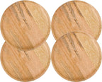 Alpha Living Home Round Wood Chargers Plates 11 Inch Natural Wood Charger Plates Set of 4 - Serving Plates for Dinner, Wedding, Tabletop Decor, Holiday, Party, Baby Shower, Event Decoration - Natural