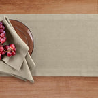 Solino Home Linen Vintage Khaki Table Runner 108 Inches Long - 100% Pure Linen 14 x 108 Inch Table Runner for Fall, Autumn, Thanksgiving - Fete