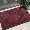Yimobra Doormat Outdoor Entrance 29.5x17, All-Weather Waterproof Art Line Outdoor Mats for Front Door, Heavy Duty Non-Slip Welcome Matt for Garage Patio Proch Entryway Indoor, Wine