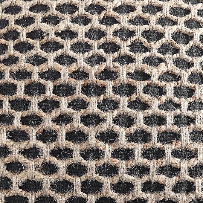Boho Living Jada Premium Woven Design, Living Room Décor, Decorative Throw, (1) 12" x 20" Pillow Cover, Black