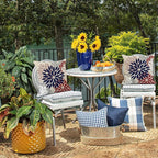 DFXSZ 4th of July Pillow Covers 20x20 Inch Set of 2 Patriotic Blue Red Floral Outdoor Waterproof Decorative Throw Pillows Polyester Pillow Covers Decor for Patio Funiture Garden Couch 002H20