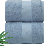 Ultra Soft & Plush Viscose from Bamboo Bath Sheets - 700 GSM Pack of 2 - Extra Large 70x35 in - Super Absorbent & Quick Drying (Chambray)
