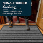 ubdyo Extra Durable Door Mat - Dirt Trapping Outdoor Welcome Mats - Non-Slip Outdoor Indoor Entrance - Low Profile Front Doormat (36" x 24", Bright Grey)