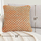 Boho Living Jada Premium Woven Design, Living Room Décor, Decorative Throw, (2) 18" x 18" Pillow Covers, Harvest Orange 2 Count
