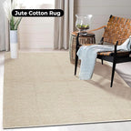 Bedding Craft Jute Cotton Matty Area Rug for Living Room 36x60 Inch - Natural - Machine Washable 3x5 Feet Rugs - 70% Jute and 30% Cotton