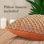 Boho Living Jada Premium Woven Design, Decorative Throw, Living Room Décor, (2) 20" x 20" Pillow Covers with Insert, Harvest Orange 2 Count