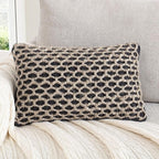 Boho Living Jada Premium Woven Design, Living Room Décor, Decorative Throw, (1) 12" x 20" Pillow Cover, Black