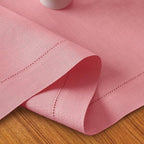 D'Moksha Homes Linen Dusty Pink Table Runner 120 Inches Long - 100% Pure Linen Hemstitch 14 x 120 Inch Table Runner for Dining, Fall, Autumn and Halloween - Classic Hemstitch