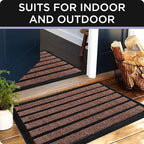 ubdyo Extra Durable Door Mat - Dirt Trapping Outdoor Welcome Mats - Non-Slip Outdoor Indoor Entrance - Low Profile Front Doormat (30" x 17", Bright Burgundy)