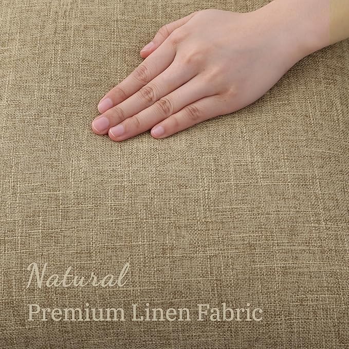 decorUhome Decorative Outdoor Throw Pillow Covers 12x20 Set of 2, Lumbar Linen Farmhouse Euro Pillow Covers with Stitched Edge, Rustic Neutral Pillow Covers for Couch, Sofa, Living Room, Khaki