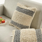 GRUHUM Throw Pillow Covers 18x18 -Set of 2 Boho Decorative Handwoven Cushion Case for Living Room Bedroom Sofa Couch Farmhouse Bench Car Home Decor Cotton Comfy Square Modern Pillow 18x18 inch,Cream