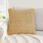 Boho Living Jada Premium Woven Design, Living Room Décor, Decorative Throw, (1) 20" x 20" Pillow Cover with Insert, Mustard Yellow