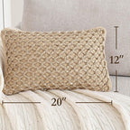 Boho Living Jada Decorative Throw, Includes Accent, Premium Woven Design, Living Room Décor, (1) 12" x 20" Pillow Cover with Insert, Beige