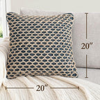 Boho Living Jada 2 Pc Decorative Throw Pillow Covers, Pillow Insert not Included, Premium Woven Design, Living Room Décor, (2) 20" x 20", Indigo