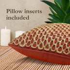Boho Living Jada Premium Woven Design, Living Room Décor, Decorative Throw, (2) 20" x 20" Pillow Covers with Insert, Rust 2 Count