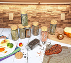 Set of 24 Glass Spice Jars with Various Labels, Bamboo Shaker Lids & Funnel, Kitchen Storage Jars with Airtight Lid, Spices & Seasonings Sets Organizer, Spice Containers, Glass Jar Food Canister
